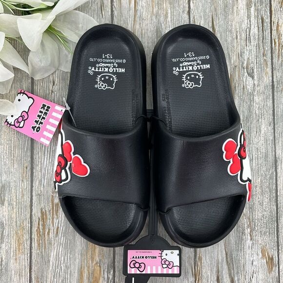Little Girls Hello Kitty License Slides Sandals Shoes Size 1-13 - Picture 1 of 11